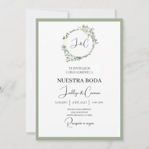 Floral blanc Faire-part de mariage espagnol