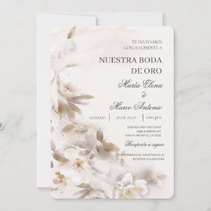 Floral blanc Faire-part de mariage espagnol