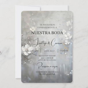Floral blanc Faire-part de mariage espagnol