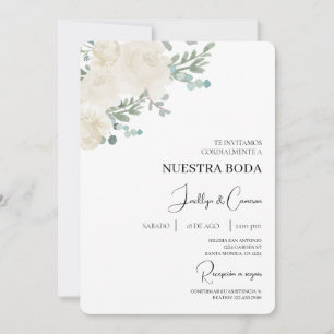 Floral blanc Faire-part de mariage espagnol