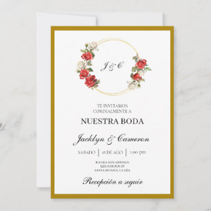 Floral blanc Faire-part de mariage espagnol