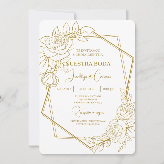Floral blanc Faire-part de mariage espagnol (Devant)