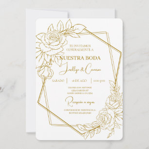 Floral blanc Faire-part de mariage espagnol