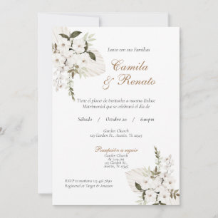 Floral blanc Faire-part de mariage espagnol