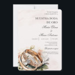 Floral blanc Faire-part de mariage espagnol<br><div class="desc">Fleurs blanches Espagnol 50e mariage invite. Invitación de boda de oro</div>