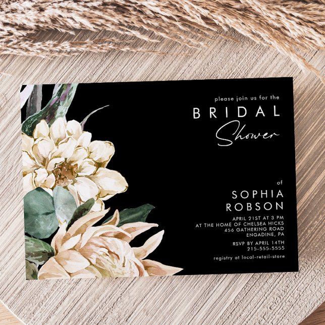 Floral blanc | Invitation à la douche nuptiale noi (Créateur téléchargé)