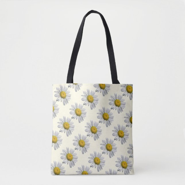 Floral Blanc Jaune Fleur Sac fourre-tout Jardin (Devant)