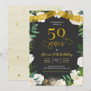 Floral blanc mexicain 50 añ os Invitation