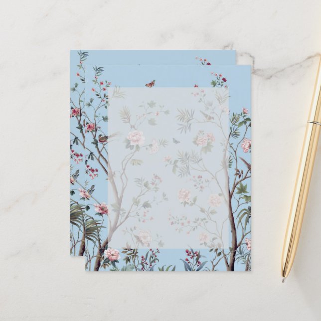 Floral bleu antique (Devant/Arrière en situation)