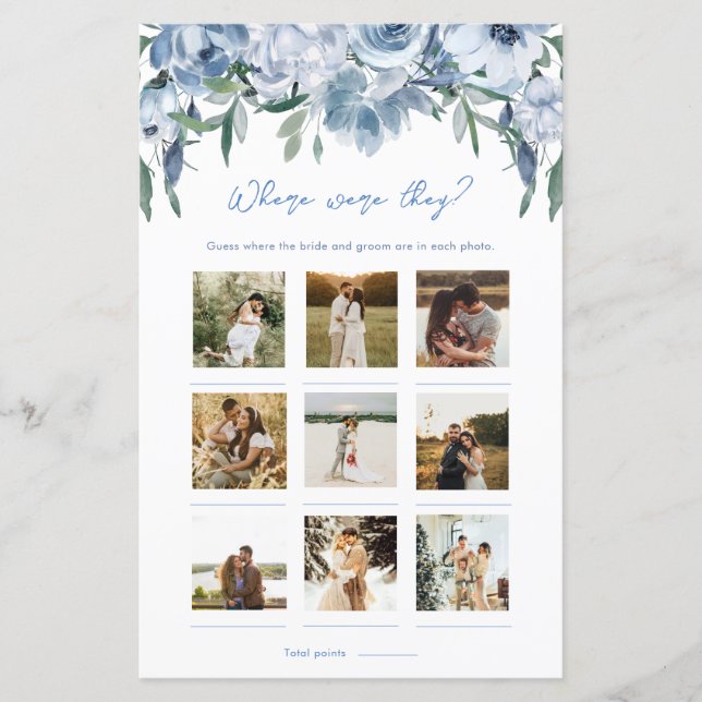 Floral Bleu Dusty Où Étaient-Ils Jeu Photo (Devant)