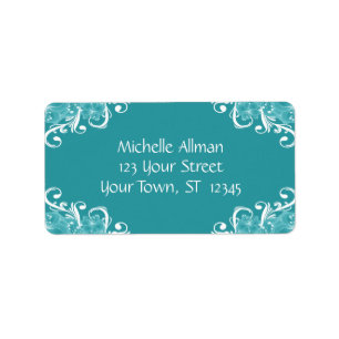 Floral bleu et blanc Avery Étiquette