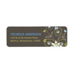 Floral bleu fleurs mignonnes Étiquettes de adresse