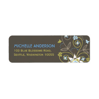 Floral bleu fleurs mignonnes Étiquettes de adresse