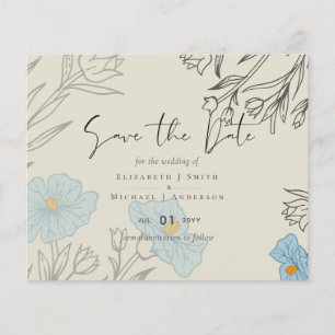 Floral bleu moderne Mariage Abstrait Ave la date