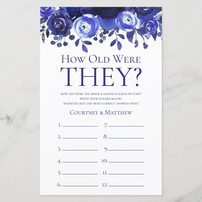 Floral Bleu Quel Âge Ont Été Ils Fête des mariées  (Devant)