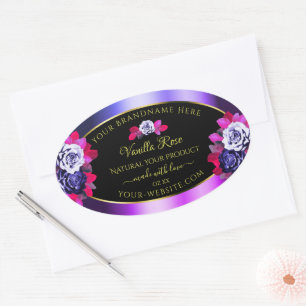 Floral Bleu Rose rose violet noir Étiquettes de pr