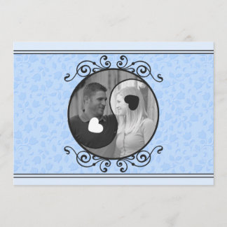 Floral bleu Yin et Yang Faire-part de mariage phot