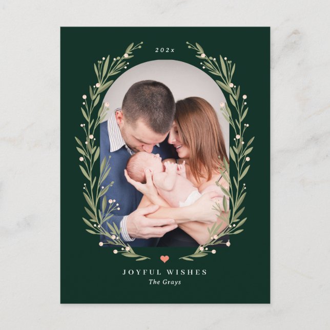 Floral Bliss Christmas Holiday Carte photo Carte p (Devant)