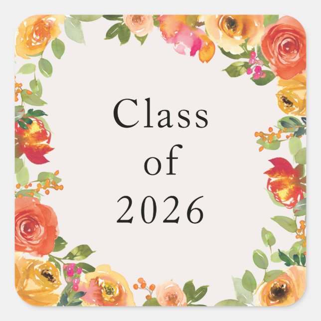 Floral Bloom Frame Class of 2026 Custom Sticker (Devant)