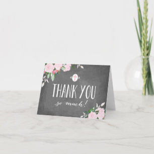 Floral Blooms Chalkboard Carte de remerciements re