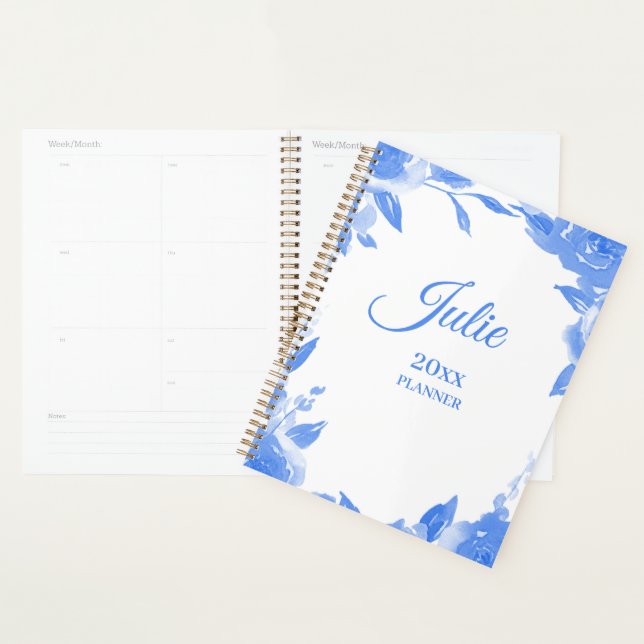 Floral Blue Planner (Devant avec enveloppe)