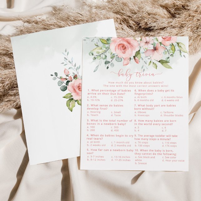 Floral blush Baby trivia jeu de baby shower (Créateur téléchargé)