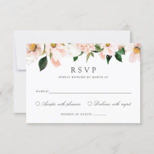 Floral Blush Magnolia Hydrangea Elegant carte RSVP