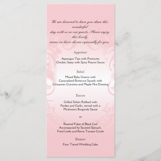 Floral Blush Pink Vintage Wedding Menu (Devant)