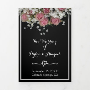 Floral Blush rose et Dusty Sage Wedding Programme