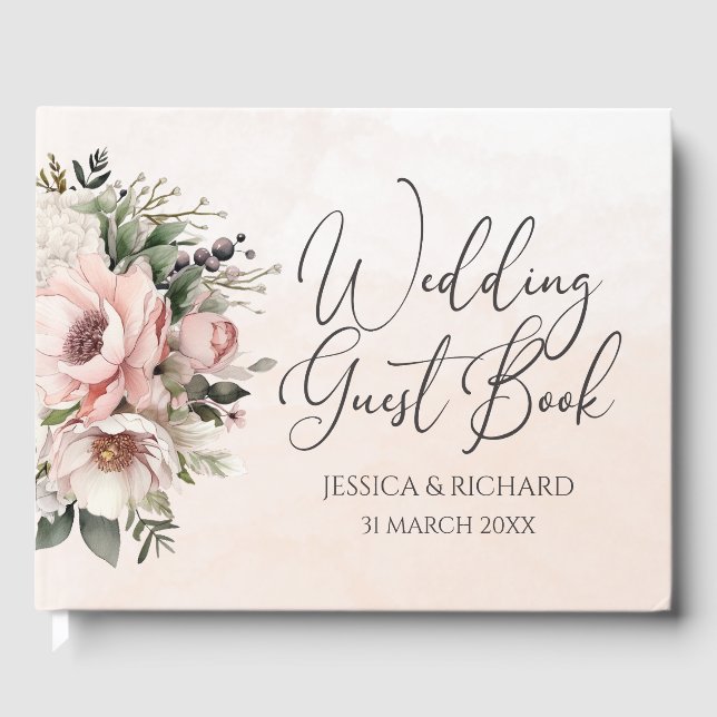 Floral Blush rose Mariage Personnalisable livre d' (Recto)