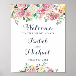 Floral Blush verdure Affiche de bienvenue Eucalypt