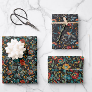 Floral bohème et Motif feuille sur noir