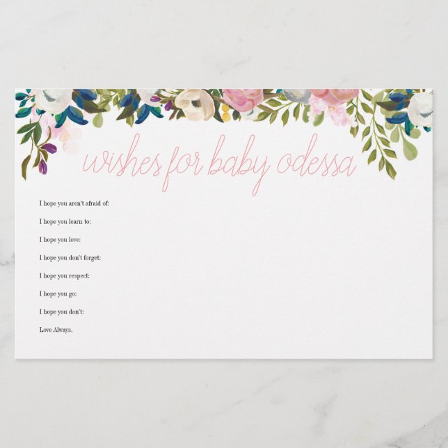 Floral Boho Chic Baby shower Game Wives for Baby (Devant)