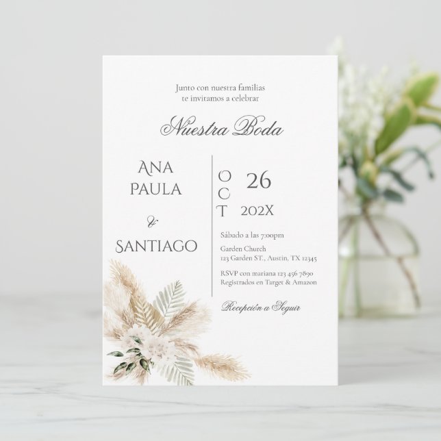 Floral Boho Faire-part de mariage Invitación (Debout devant)