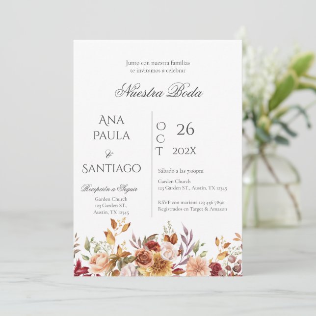 Floral Boho Faire-part de mariage Invitación (Debout devant)