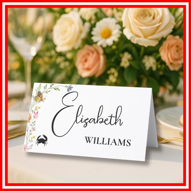 Floral Boho Fleur sauvage Crabe Menu Mariage Nom C (Créateur téléchargé)