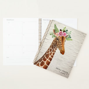 Floral Boho Giraffe Blanc en brique