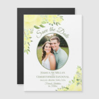 Floral Boho jaune Enregistrer la date Oval Photo M