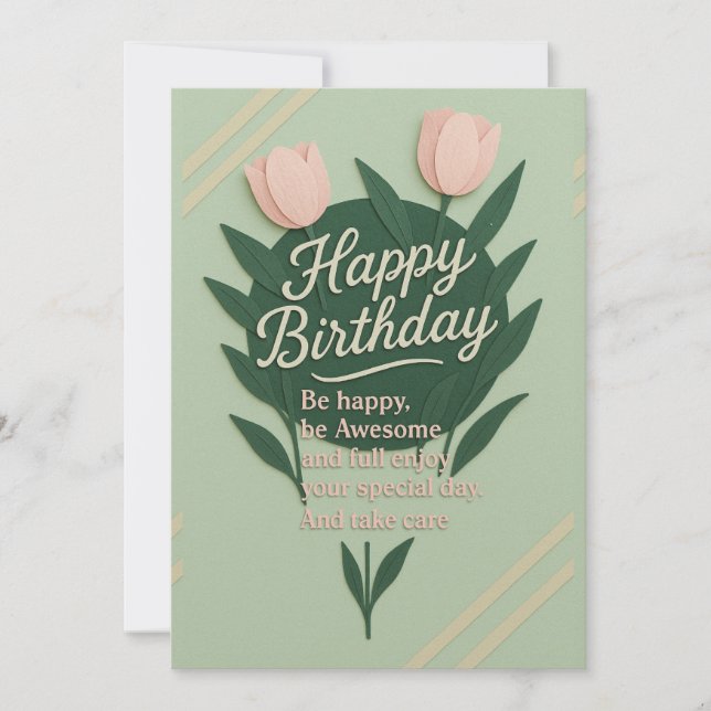 Floral Bonne Carte de voeux d'anniversaire (Devant)