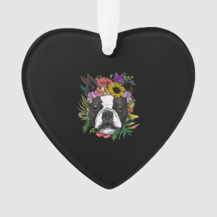 Floral Boston Terrier Chien Spring Amoureux de les