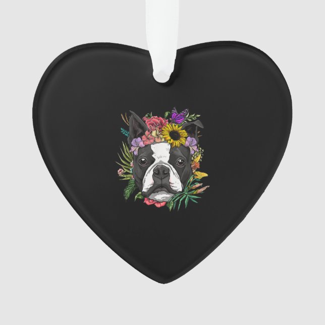 Floral Boston Terrier Chien Spring Amoureux de les (devant)