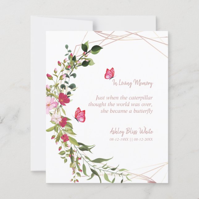 Floral Botanical Butterflies Memorial Dear Ones (Devant)