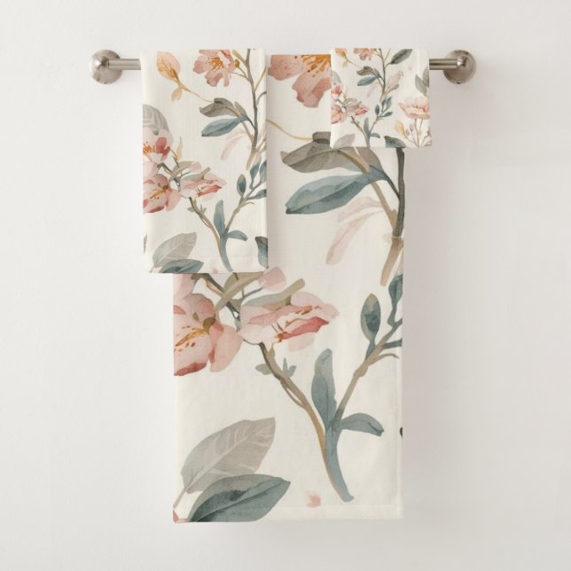 Floral Botanical Watercolor Leaves Beige Painted (En situation)