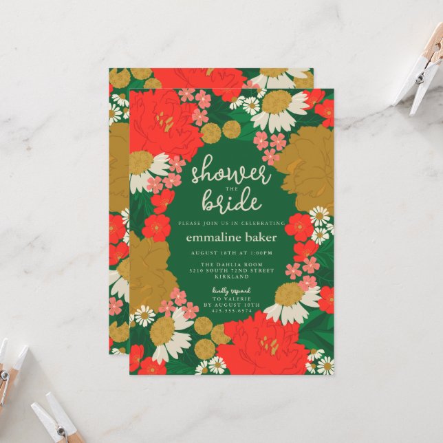 Floral Bouquet Bridal Shower Invitation (Devant/Arrière en situation)