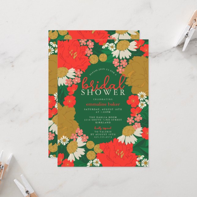 Floral Bouquet Bridal Shower Invitation (Devant/Arrière en situation)