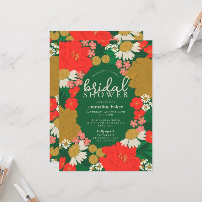 Floral Bouquet Bridal Shower Invitation (Devant/Arrière en situation)