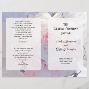 Floral Bouquet Christian Catholic Wedding Programm