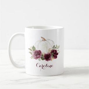 Floral Bourgogne Citrouille Mug personnalisé