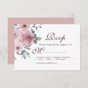 Floral Bourgogne Dusty Rose Mariage RSVP