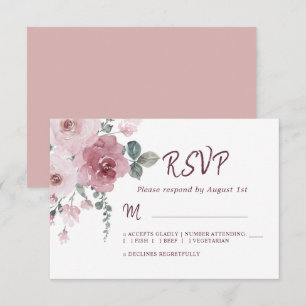 Floral Bourgogne Dusty Rose Mariage RSVP